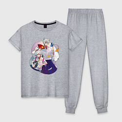 Пижама хлопковая женская Мизуки и Томое, цвет: меланж