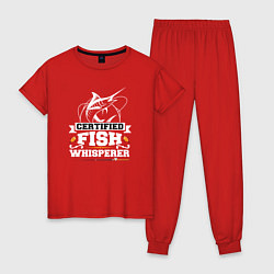 Пижама хлопковая женская Тихая рыбалка, цвет: красный