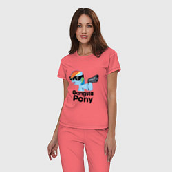 Пижама хлопковая женская Gangsta pony, цвет: коралловый — фото 2