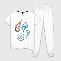 Пижама хлопковая женская Sea House, цвет: белый