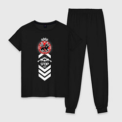 Пижама хлопковая женская Five Finger Death Punch Stripe, цвет: черный