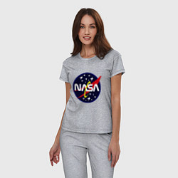 Пижама хлопковая женская Space NASA, цвет: меланж — фото 2