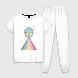 Пижама хлопковая женская Пришелец, цвет: белый