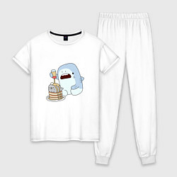 Пижама хлопковая женская SHARK, цвет: белый