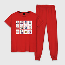 Пижама хлопковая женская Билли Айлиш, цвет: красный