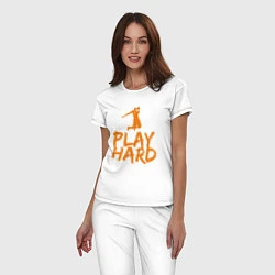 Пижама хлопковая женская Play Hard, цвет: белый — фото 2