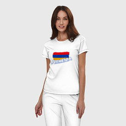 Пижама хлопковая женская Armenia Flag, цвет: белый — фото 2