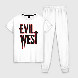 Пижама хлопковая женская Evil West, цвет: белый