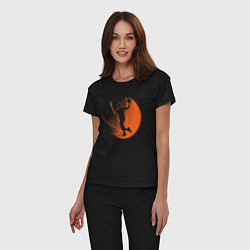 Пижама хлопковая женская Play basketball, цвет: черный — фото 2