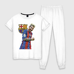 Пижама хлопковая женская Лионель Месси Барселона Аргентинаа, цвет: белый