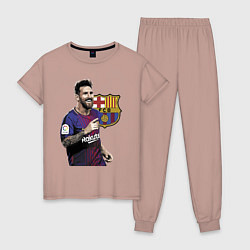 Пижама хлопковая женская Lionel Messi Barcelona Argentina, цвет: пыльно-розовый