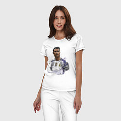 Пижама хлопковая женская Cristiano Ronaldo Manchester United Portugal, цвет: белый — фото 2