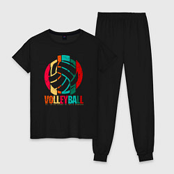 Пижама хлопковая женская Волейбол, цвет: черный