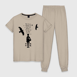 Пижама хлопковая женская Будущее принадлежит тем кто верит в свои мечты Шоё, цвет: миндальный