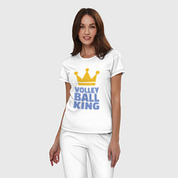 Пижама хлопковая женская Король волейбола, цвет: белый — фото 2