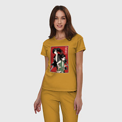 Пижама хлопковая женская Дороро Dororo, цвет: горчичный — фото 2