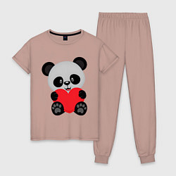 Пижама хлопковая женская Love Панда, цвет: пыльно-розовый
