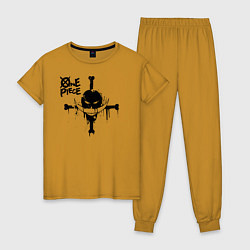 Пижама хлопковая женская Пираты Белоуса One Piece, цвет: горчичный