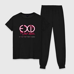 Пижама хлопковая женская EXID Hot Pink, цвет: черный