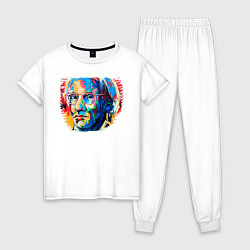 Пижама хлопковая женская Портрет Художника Andy Warhol, цвет: белый