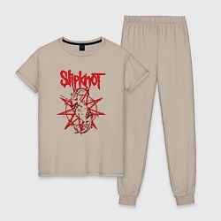 Пижама хлопковая женская Slipknot Slip Goats Art, цвет: миндальный