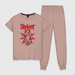 Пижама хлопковая женская Slipknot Slip Goats Art, цвет: пыльно-розовый