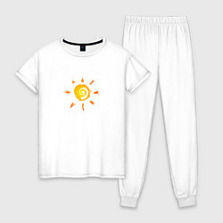 Пижама хлопковая женская Солнце, цвет: белый