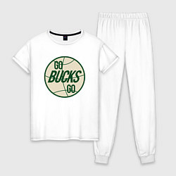 Пижама хлопковая женская Go Bucks Go, цвет: белый