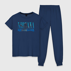 Пижама хлопковая женская Nirvana Нирвана Рок Rock, цвет: тёмно-синий