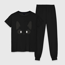 Пижама хлопковая женская Котик, цвет: черный