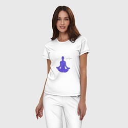 Пижама хлопковая женская Космическая медитация, цвет: белый — фото 2