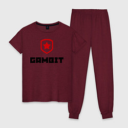 Пижама хлопковая женская Gambit, цвет: меланж-бордовый