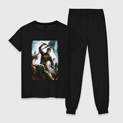 Пижама хлопковая женская Doomguy VS Freeman, цвет: черный