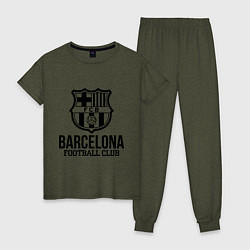 Пижама хлопковая женская Barcelona FC, цвет: меланж-хаки
