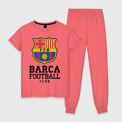 Пижама хлопковая женская Barcelona Football Club, цвет: коралловый