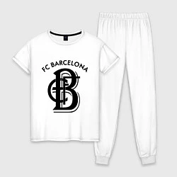 Пижама хлопковая женская FC Barcelona, цвет: белый