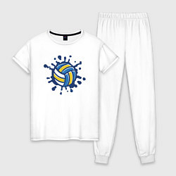 Пижама хлопковая женская Волейбольный мяч, цвет: белый