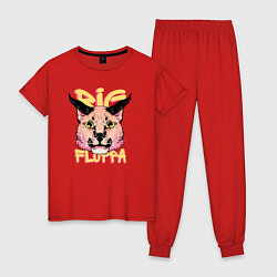 Пижама хлопковая женская Big Cat Floppa, цвет: красный