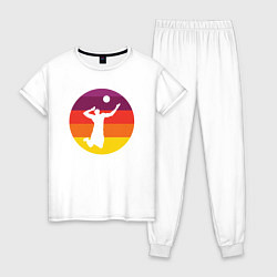 Пижама хлопковая женская Мой волейбол, цвет: белый