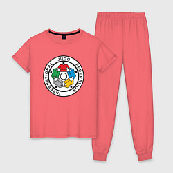 Пижама хлопковая женская Judo Federation, цвет: коралловый
