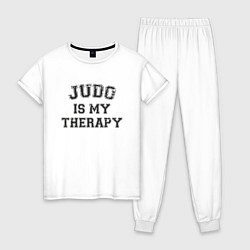 Пижама хлопковая женская Дзюдо моя терапия, цвет: белый