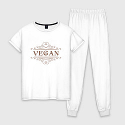 Пижама хлопковая женская Веган - Vegan, цвет: белый