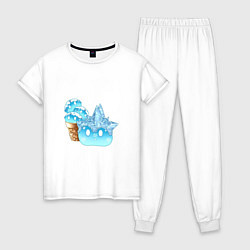Пижама хлопковая женская Мороженко-слайм, цвет: белый