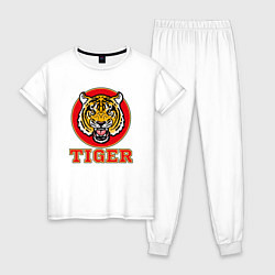 Пижама хлопковая женская Tiger Japan, цвет: белый