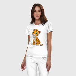 Пижама хлопковая женская Малыш Тигр, цвет: белый — фото 2