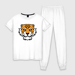 Пижама хлопковая женская Забавный Тигр, цвет: белый