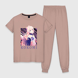 Пижама хлопковая женская Кокоми Genshin Impact, цвет: пыльно-розовый