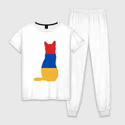 Пижама хлопковая женская Армянский Кот, цвет: белый