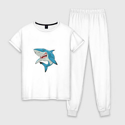 Пижама хлопковая женская Акула-молот, цвет: белый