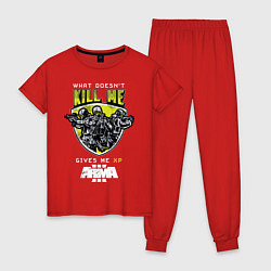 Пижама хлопковая женская Arma 3 - Kill Me Gives me XP, цвет: красный